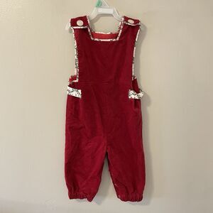 Henry Duvall Holiday Velvet Christmas Overalls Sz 12-18 Preppy